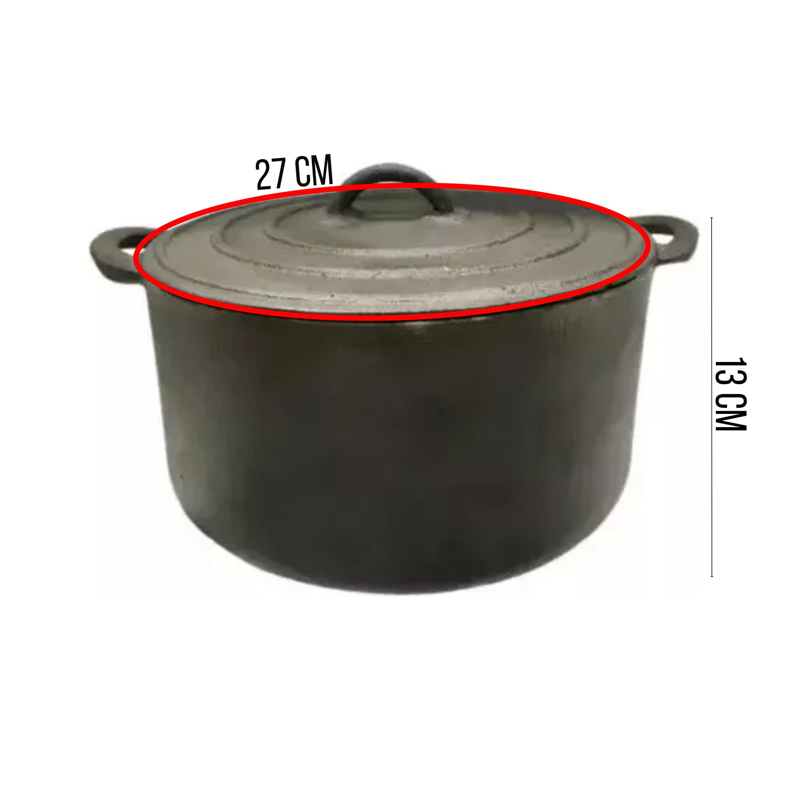 Cacerola - Olla De Hierro Fundido 8 Lts C/tapa Sin Patas - Imagen 3