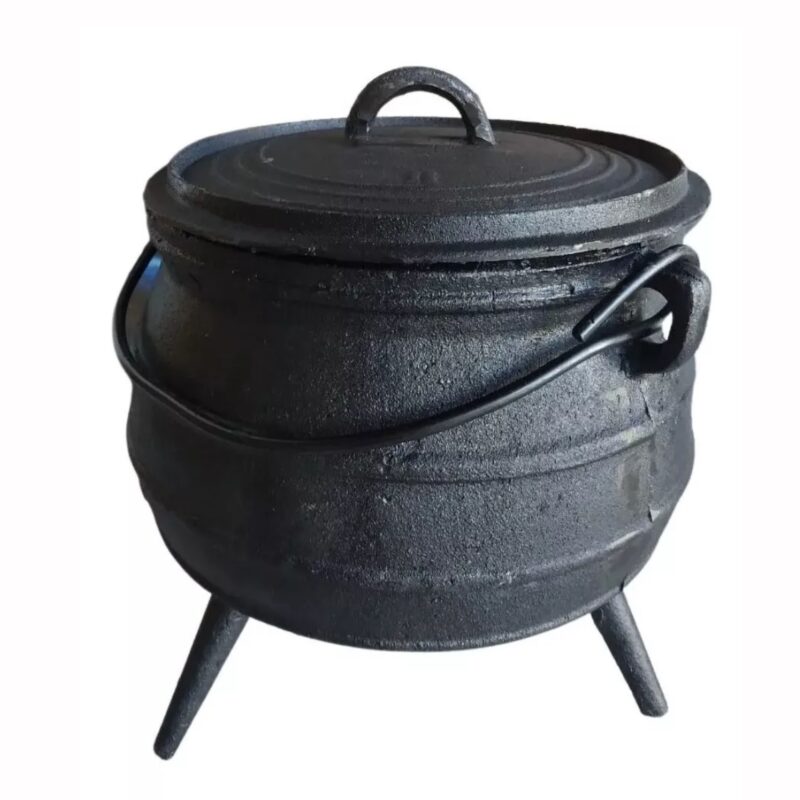 Olla De 15 Litros Caldero Hierro Fundición 3 Patas Y Tapa