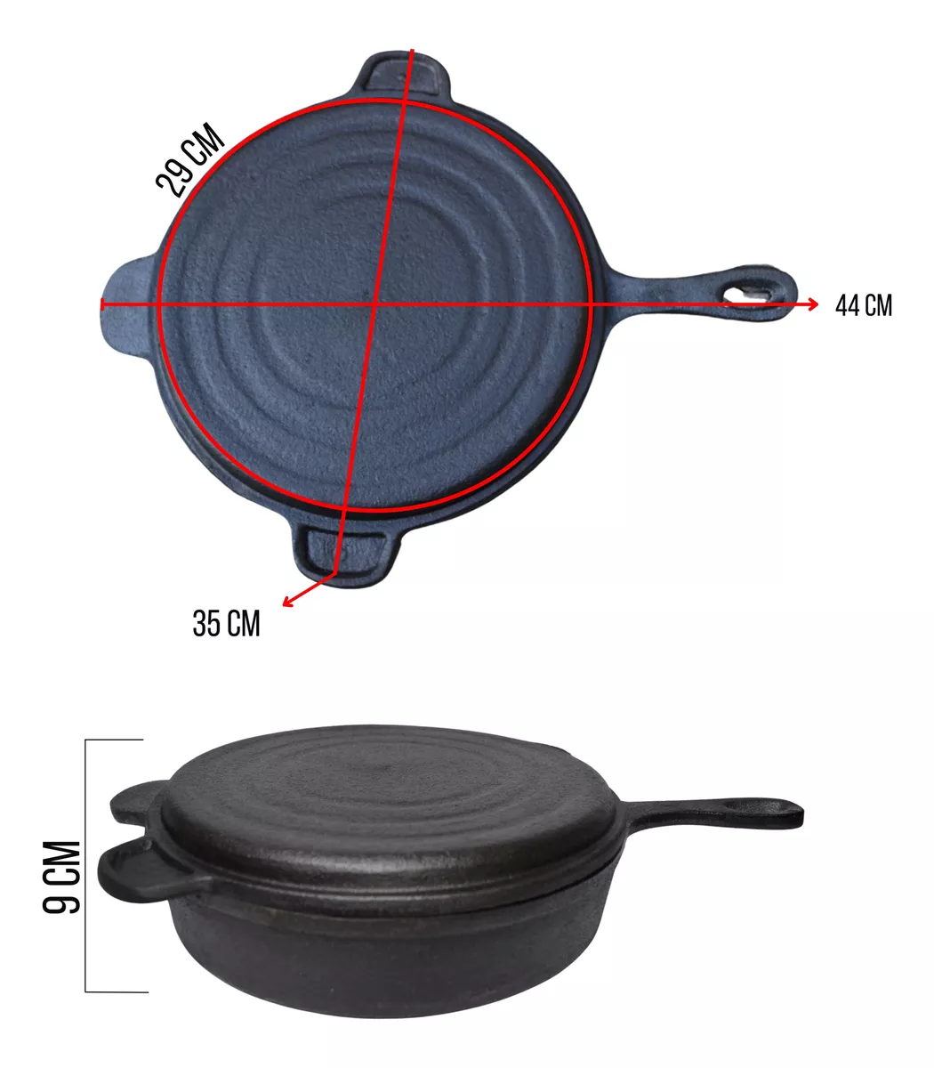 Sarten Con Tapa (pizzera) Hierro Fundido - Fundicion 30 Cm - Imagen 7