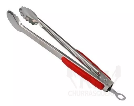 Pinza Carne Acero Inox Mango 34cm - Con Traba Y Resorte - Imagen 3