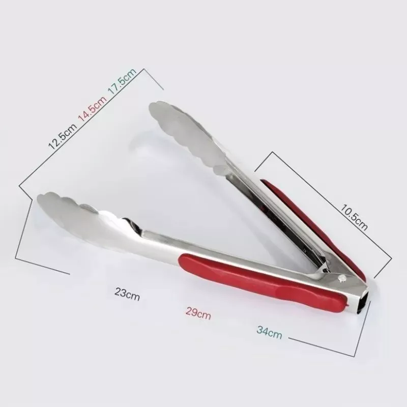 Pinza Carne Acero Inox Mango 34cm - Con Traba Y Resorte - Imagen 5