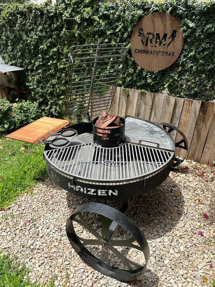 Asador Fogonero Kaizen 120cm Parrilla Plancha Brasero-ruedas - Imagen 4