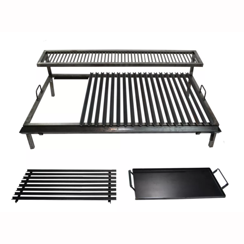 Parrilla Angulo V Fija Con Desgrasador Y Plancha | COD 011 80x50