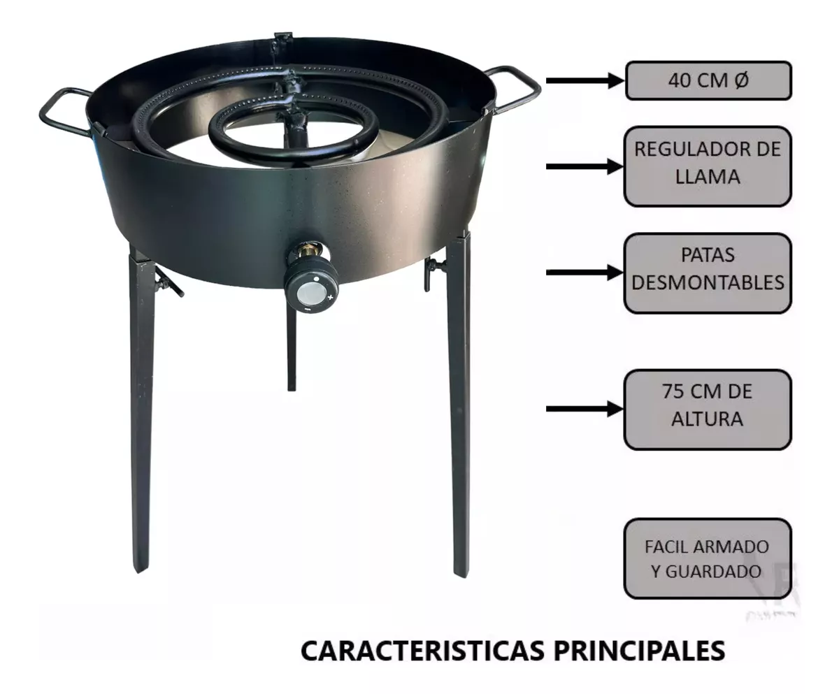 Mechero.anafe-quemador Patas Desmontables C/cubrellama Negro - Imagen 4