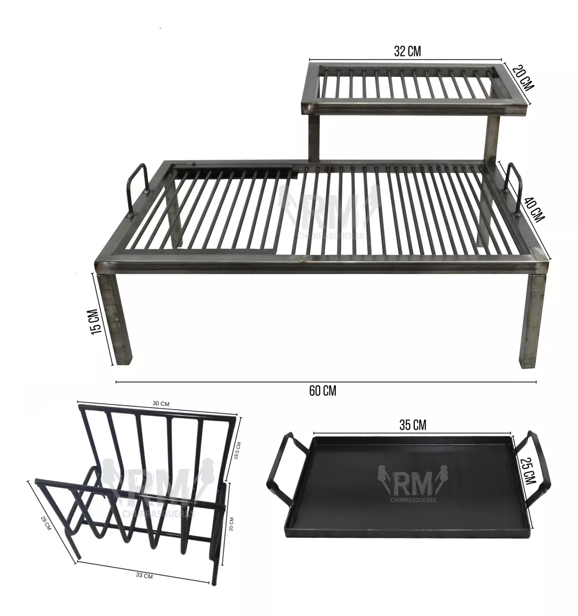 Fogonero Parrilla Para Asado Verduras Plancha- 40x60 COD 16 - Imagen 4