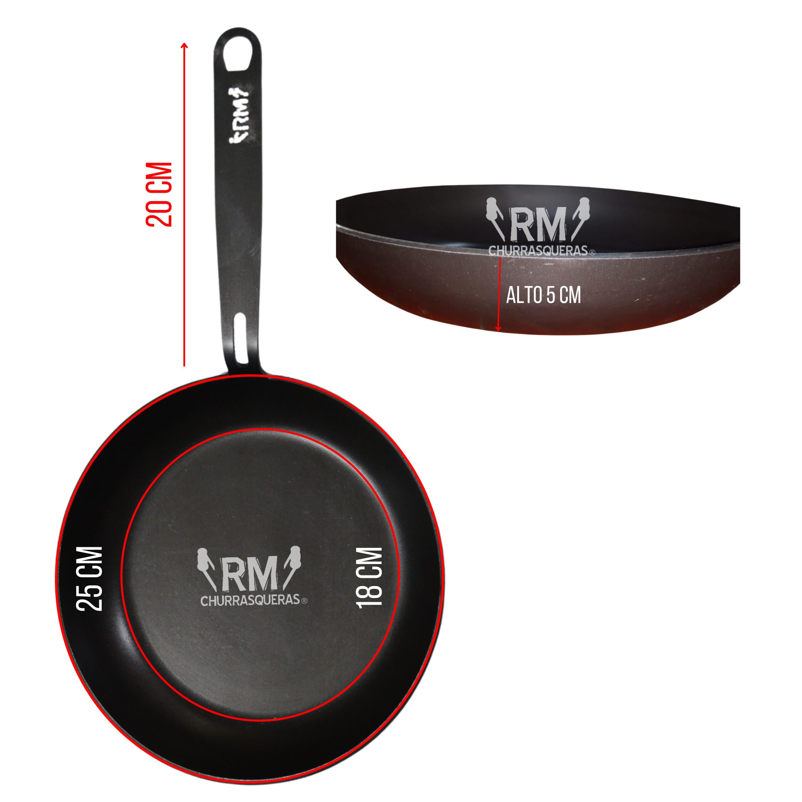 Sarten Hierro 25cm Apta P/ Parrilla Horno Hornalla- 3.2mm - Imagen 2