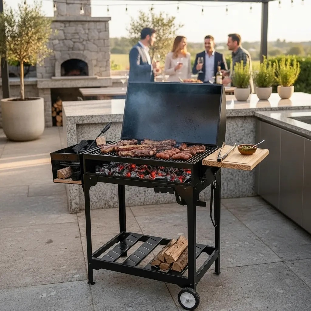 Parrilla Rodante Con Fogonero Y Tapa Sin Refractarios- Negra - Imagen 3